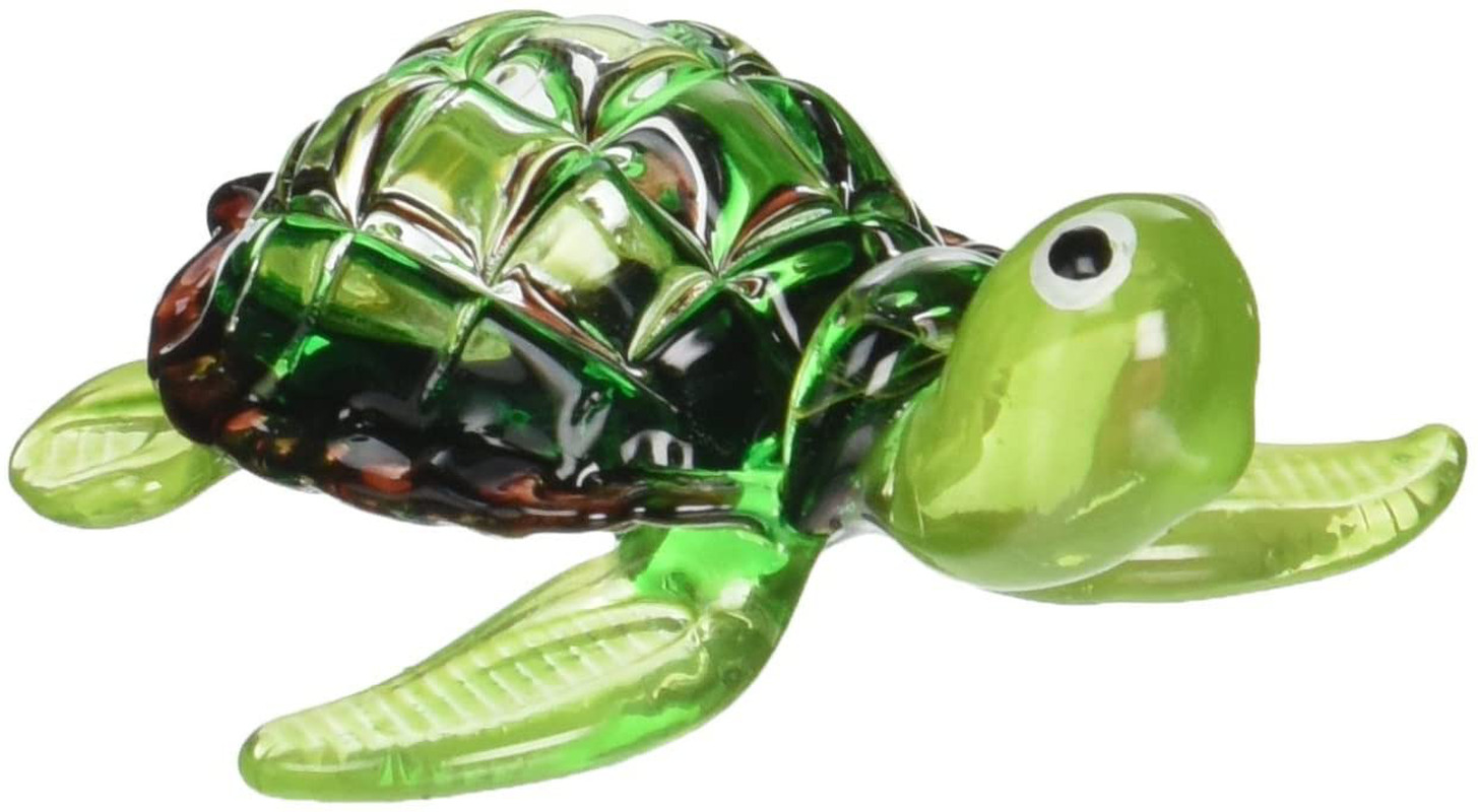 Changthai Design Aquarium Miniature Hand Blown Art Glass Green Turtle Figurine C