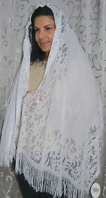 White Head Covering For Jewish Women Shabbat And Holidays.design Scarf & Beads